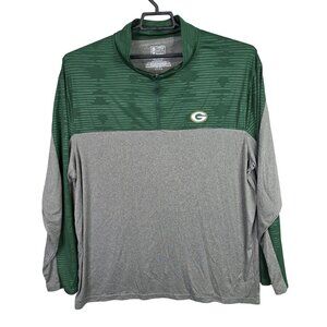 Mens Green Bay Packers NFL Green & Gray Pullover 1/4 Zip Shirt Fanatics XXL